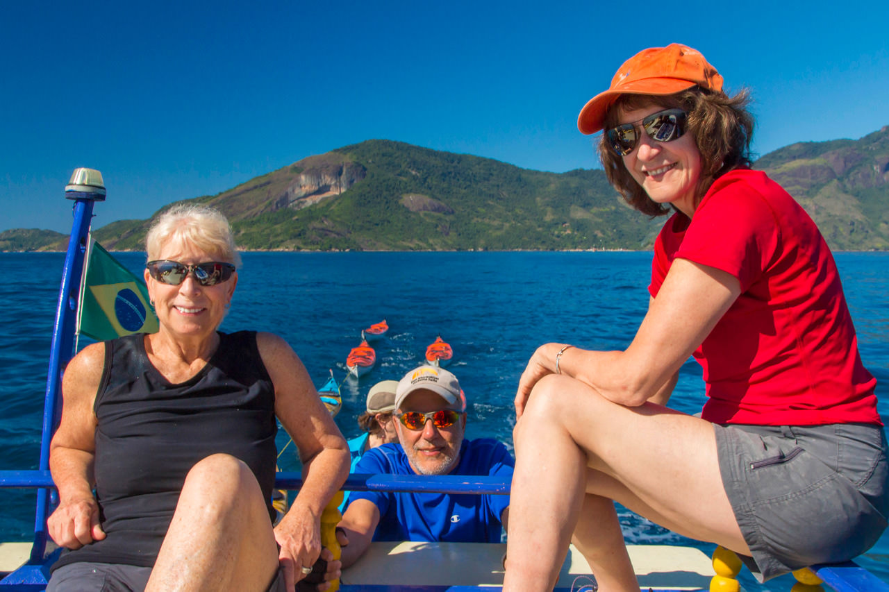 Riding the Kayak Support Boat Along the Costa Verde