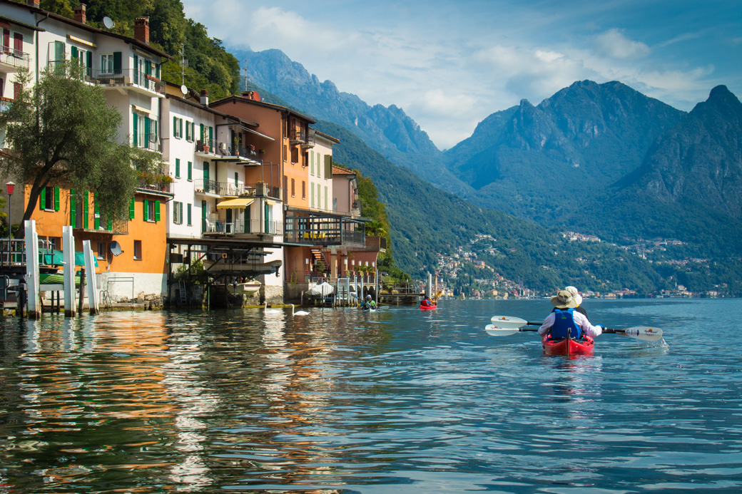 Italy Kayaking Tours - Gandria Lago Lugano and the Swiss Italian Alps