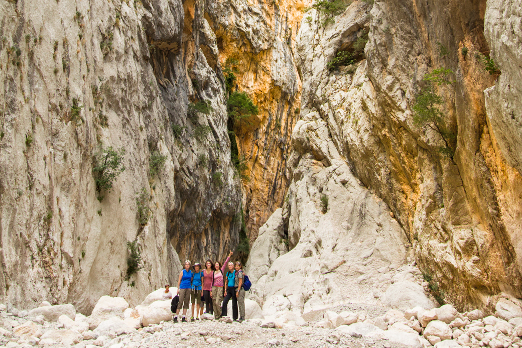 Hikers Explore the Gorropu Gorge, Europe