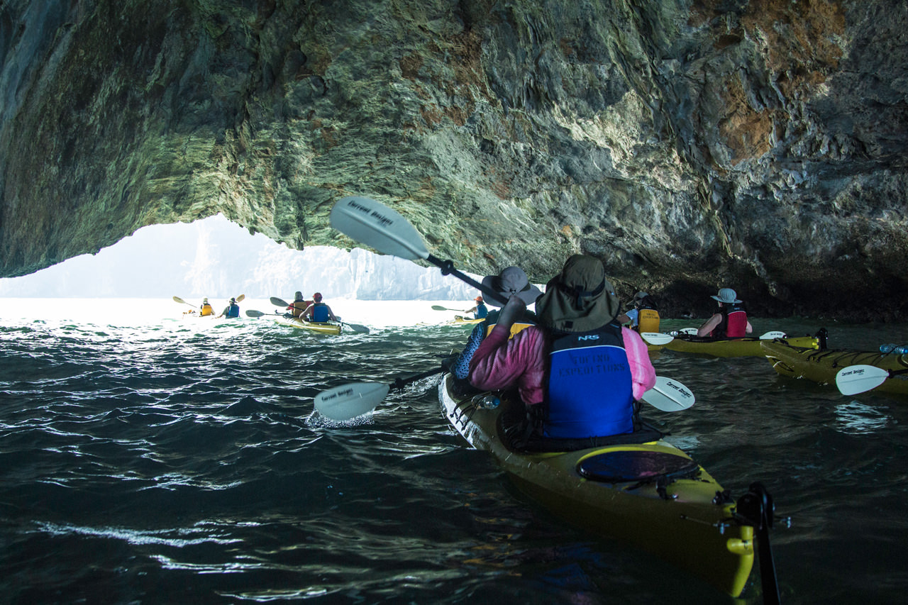 Kayaking a Sea Cave in Halong Bay, Vietnam