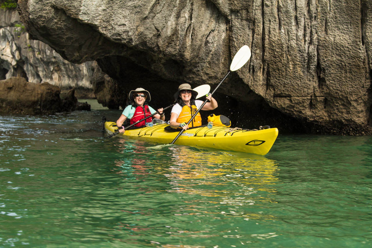 Kayakers Exploring Halong Bay