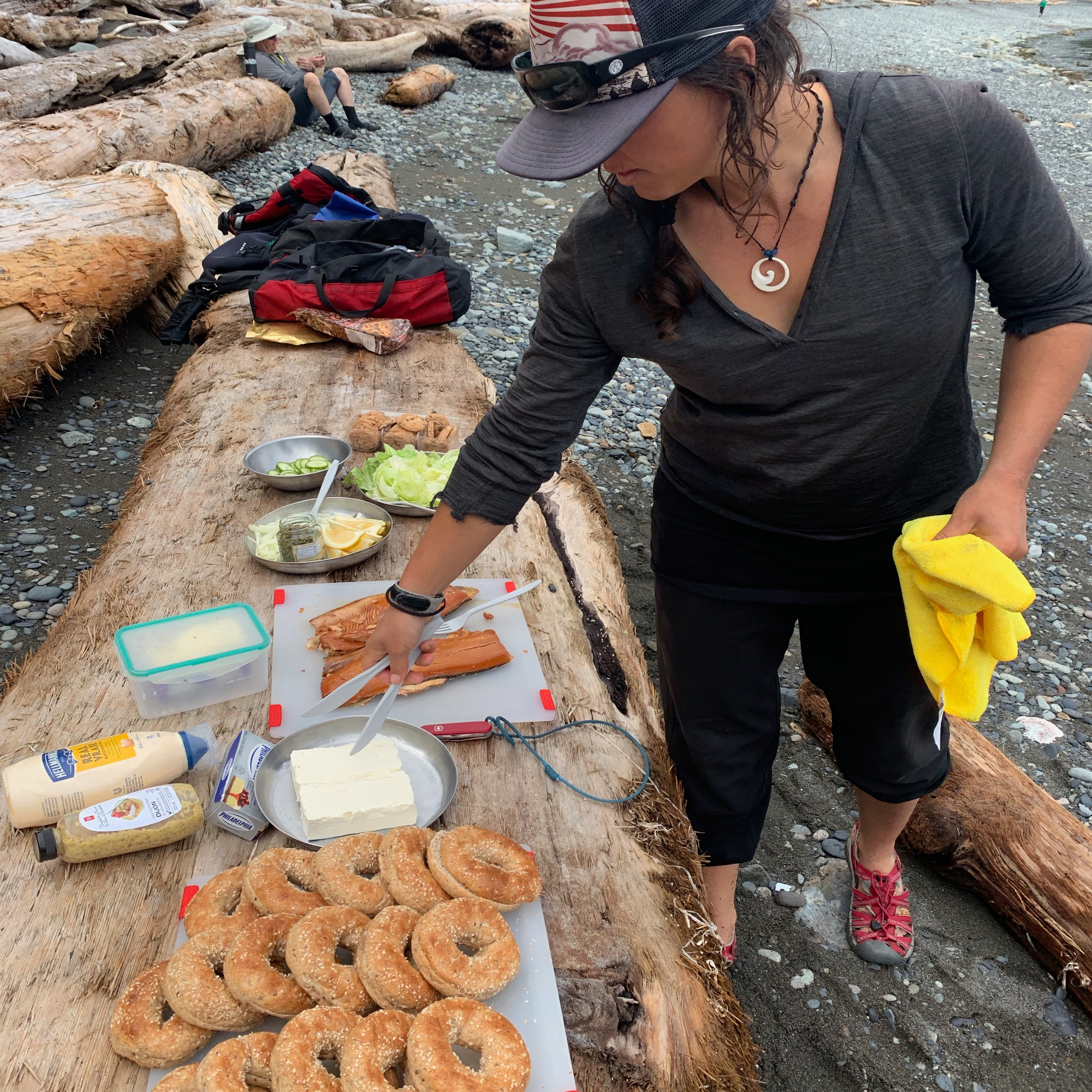 Bagels and Smoked Salmon Lunch Haida Gwaii Kayaking