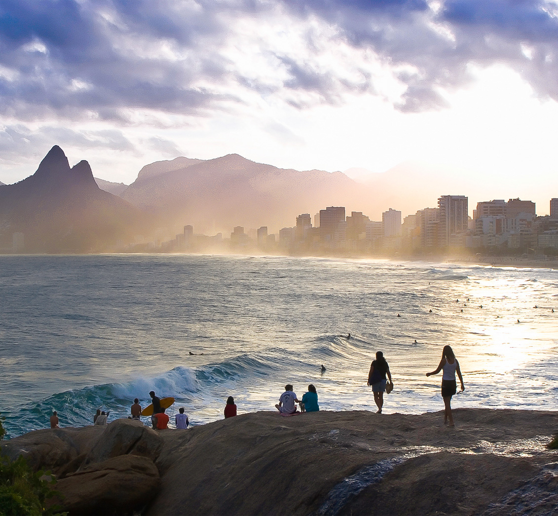 Ipanema Beach at sunset on Brazil kayaking tour