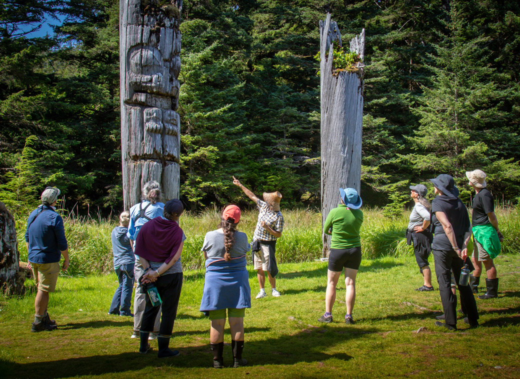 Interpretive tour of the totem poles at SGang Gwaay