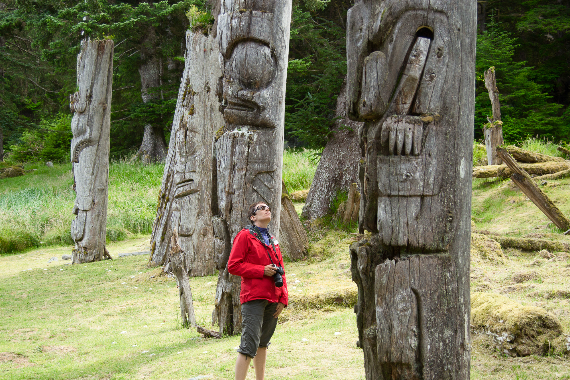 Haida Totem Poles at Skung Gwaii Village