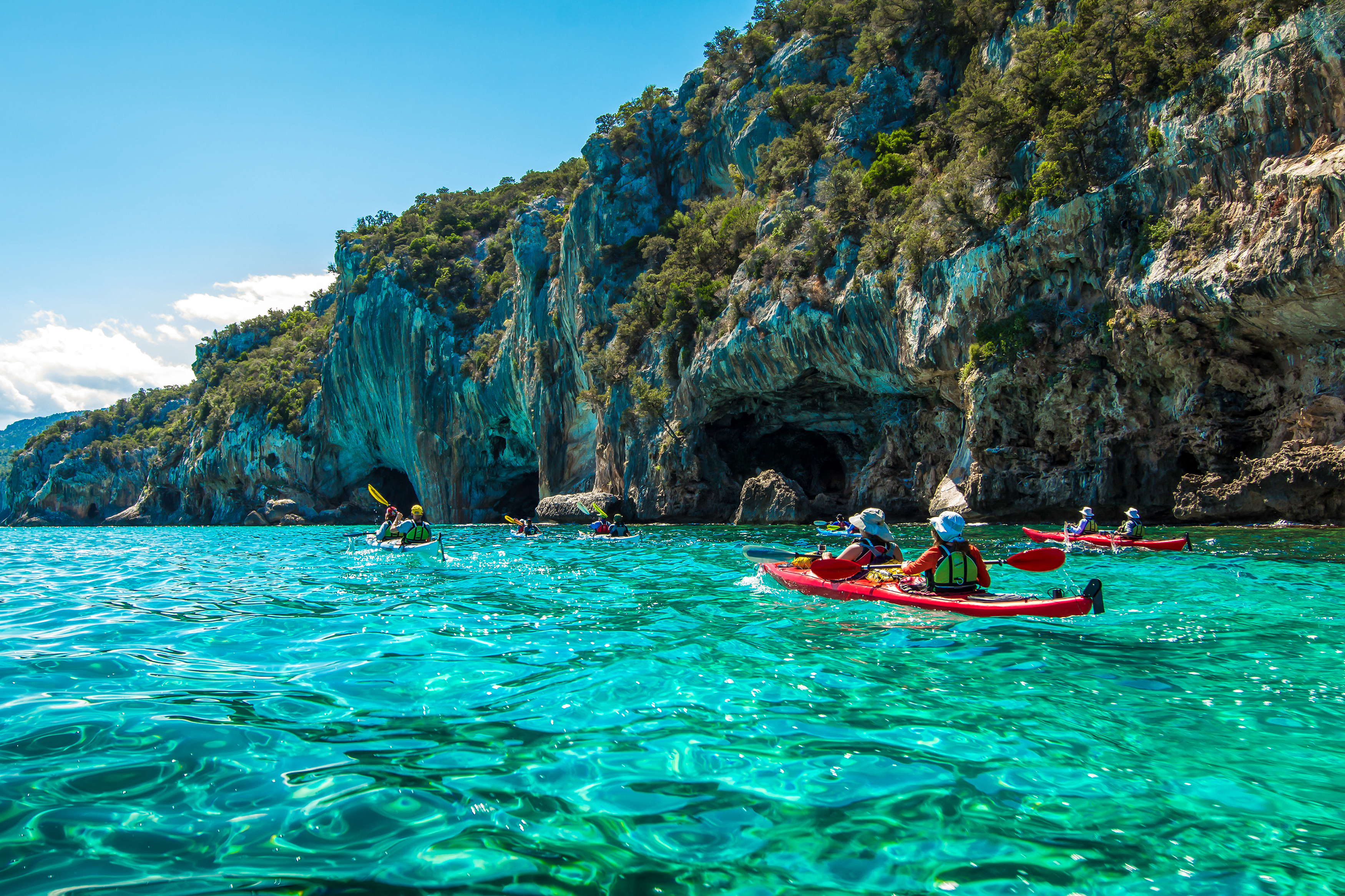 kayaking tour group paddles the Gulf of Orosei